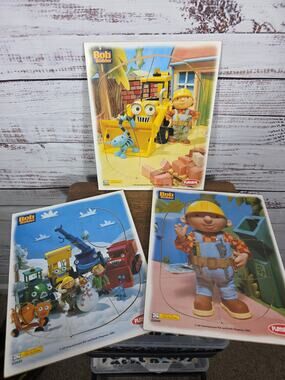 VTG Bob the Builder Puzzle Lot of 3 Kids Jigsaw Construction Nickelodeon